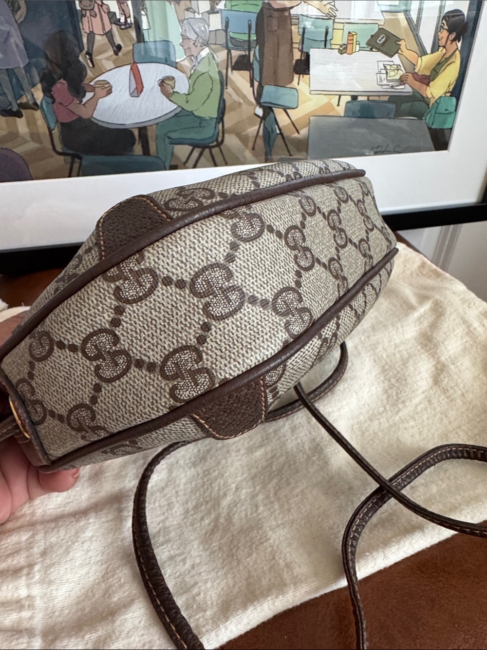 GUCCI Vintage Ophidia GG Monogram Canvas Sherry Line Crossbody Bag - Picture 10 of 13